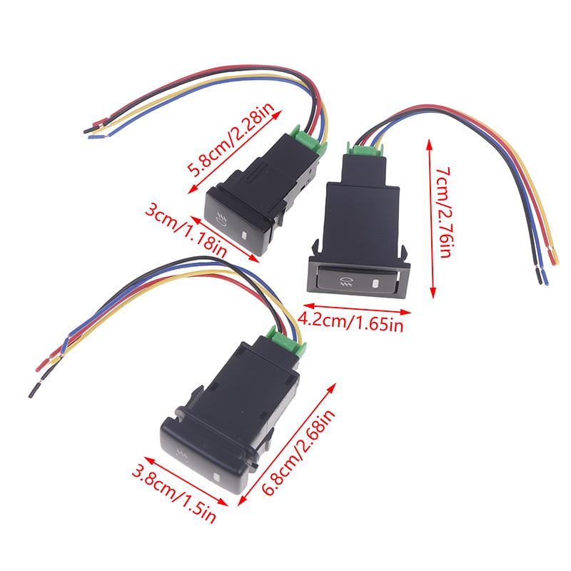 Durable For Dc 12V Front /Rear Fog Light Push Switch With 4 Wire Button For Car Boat Automotive Rv Black