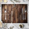 Plate Mat Place Mats Imitation Wood Grain Placemat Linen Pad 40*30cm For Dining Table Mat Non Slip Placemats Bowl Coaster