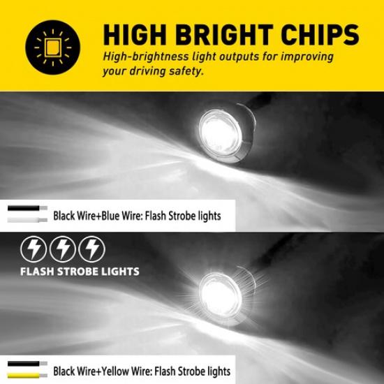 3/4 Inch LED Marker Lights Round Amber/Red/Blue/Green/White Clearance Brake Lamp