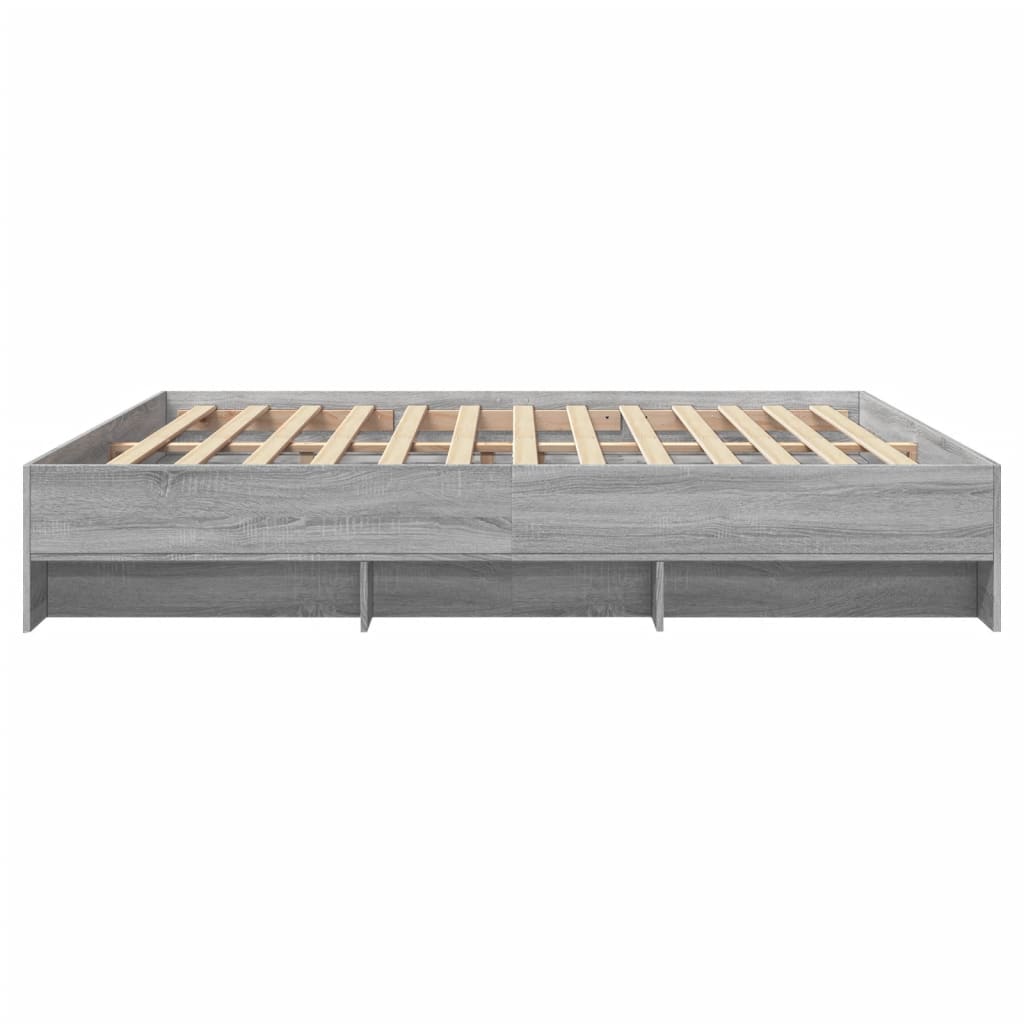 Bed Frame Gray Sonoma 200x200 cm Particleboard