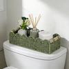 Handwoven Storage Basket Handcrafted Scalloped Basket with Wooden Handles Rustic Toilet Paper Storage Basket for Bathroom Bedroom Storage