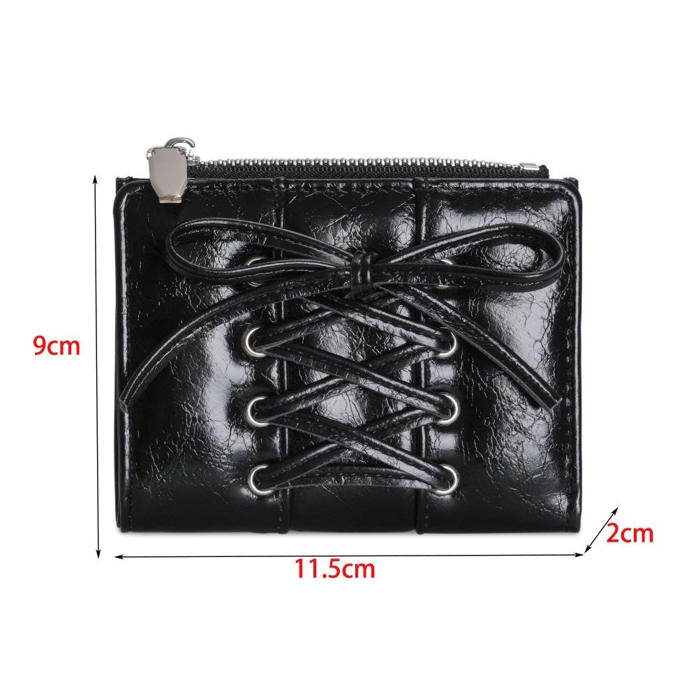 New Folding Coin Purse Portable Zipper Credit Card Holder Strap Bow Mini Wallets Women