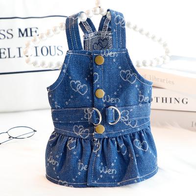 Hunde Trägerrock Kleidung für Frühling und Sommer Dünner Katzen Jeansrock zum Schleppen Kleiner Hund Teddy Haustiere Hundekleidung für kleine Hunde
