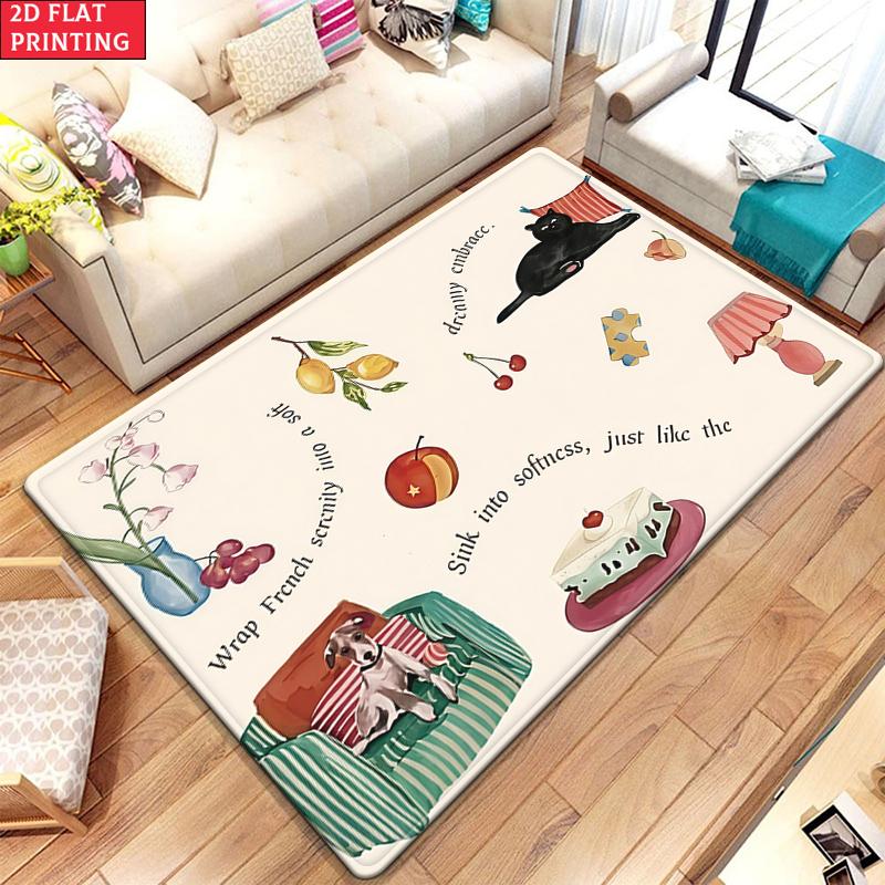 Kawaii Cartoon Bear Large Room Carpet Non Slip Cartoon Kids Bedroom Living Room Floor Mat Home Decor Children's Play Carpet