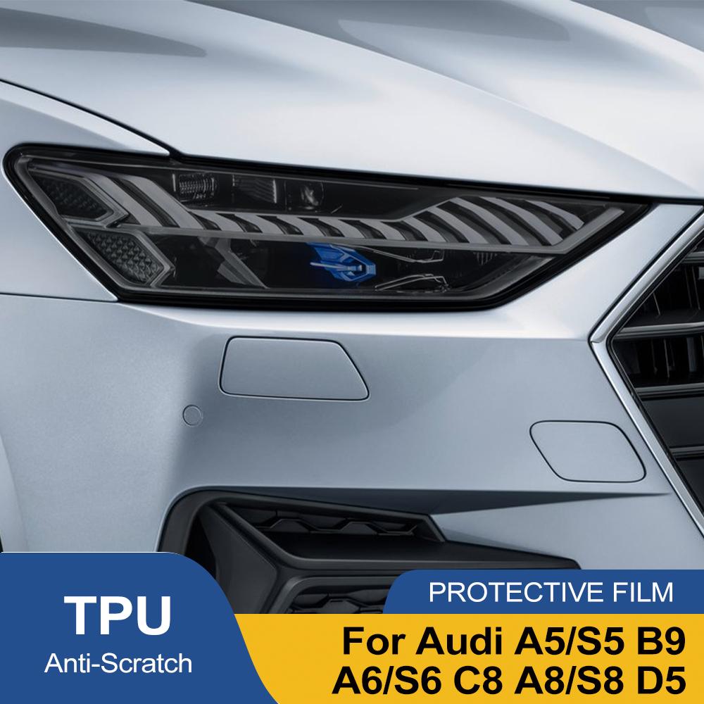 For hot A5/S5 B9 A6/S6 A7/S7 C8 A8/S8 D5 Car Headlight TPU PPF Protective Film Pre Cut Smoke Black Vinyl Wrap Anti-Scratch Film