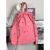 Korea Fashion Casual Women's Bag Splicing Colored Gem Chain Backpack Student Large Capacity Drawstring Handbag
