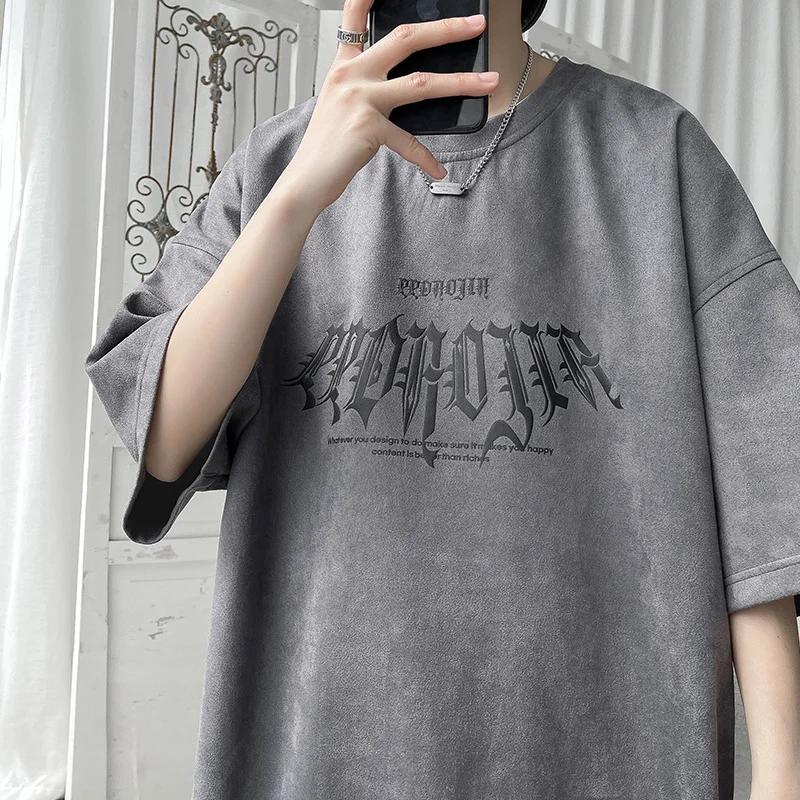 Gothic Cotton Short Sleeve T-shirt Summer Oversize Letter Print Tees Top Casual Loose Streetwear Harajuku Gym Clothing