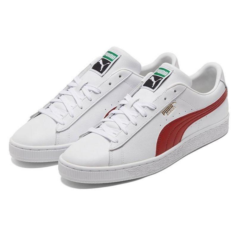 Puma Basket Classic Leer Minimaal Casual Lage Skate Schoenen Heren Wit Rood 374923-15