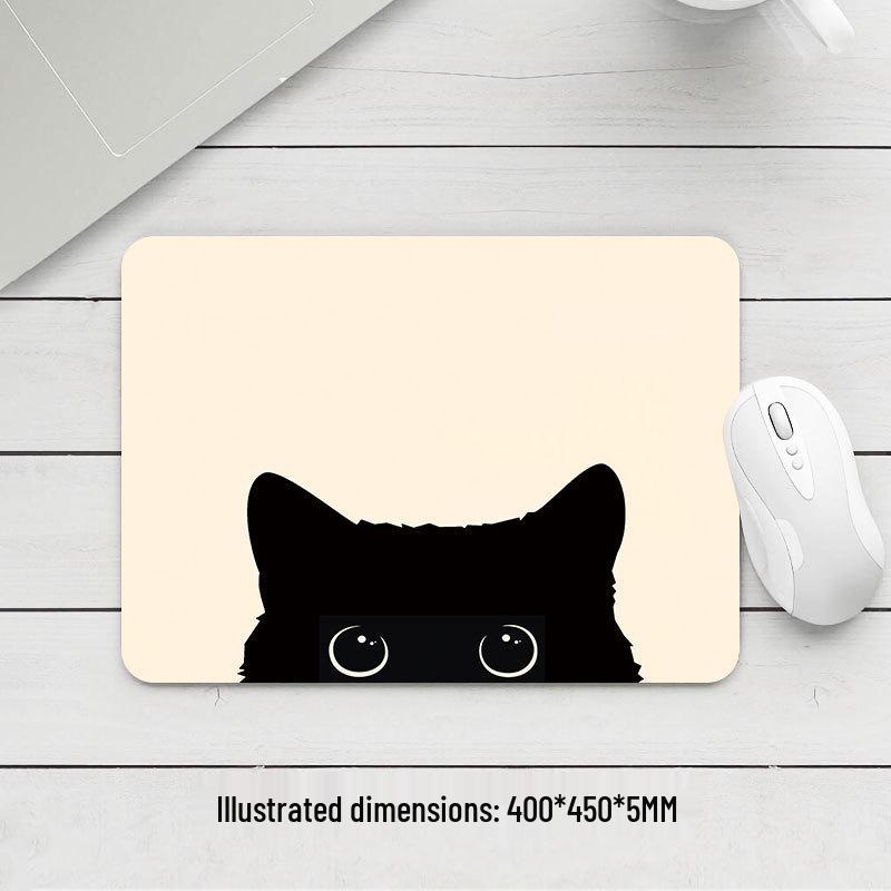 Black Cat Small Mouse Pad - Thickened, High Appearance, Locked Edge, Office Desktop, Hot Selling