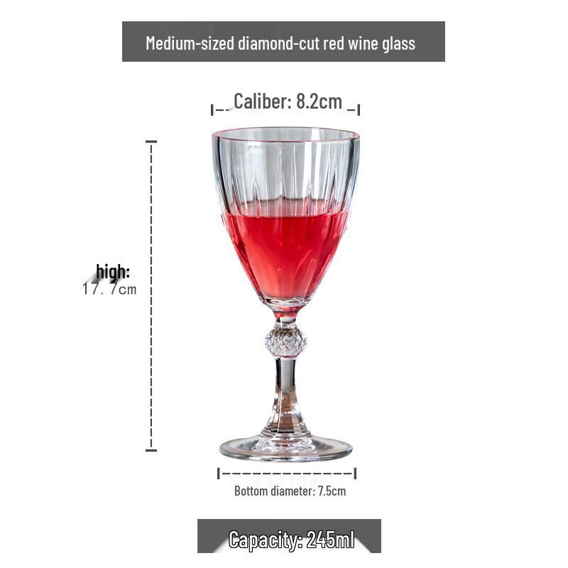 LISM European Vintage Diamond Crystal Stemmed Glass