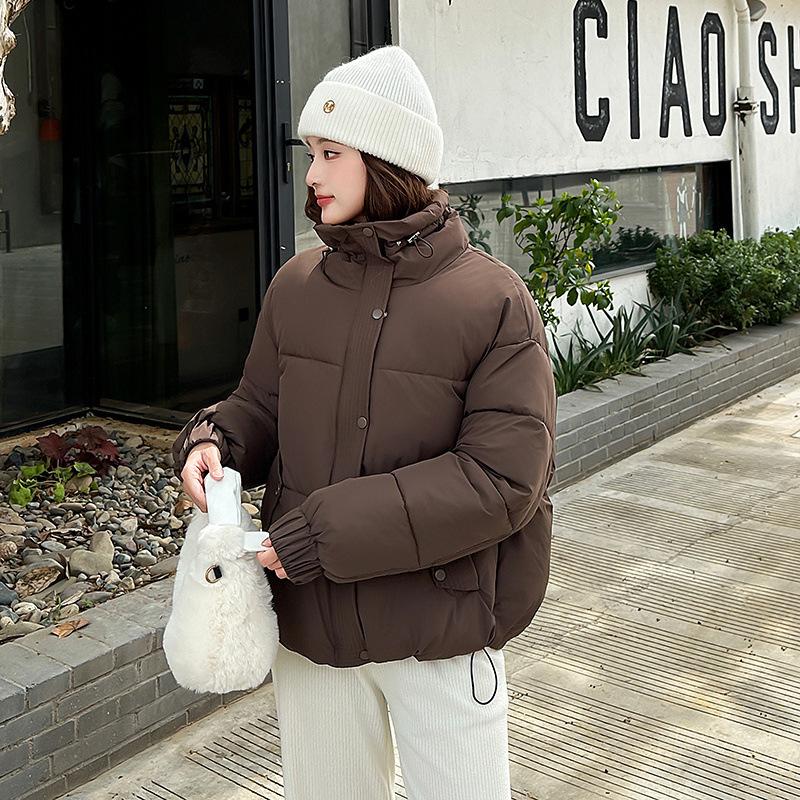 

Короткая хлопковая одежда женская зимняя новая свободная студенческая хлебная одежда маленькие утолщенные хлопковые куртки модные XXL темно-коричневого