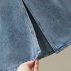 High-Waist A-Line Denim Skirt for Women - Split Design, Medium To Long Length, Perfect for Spring, Summer, and Autumn