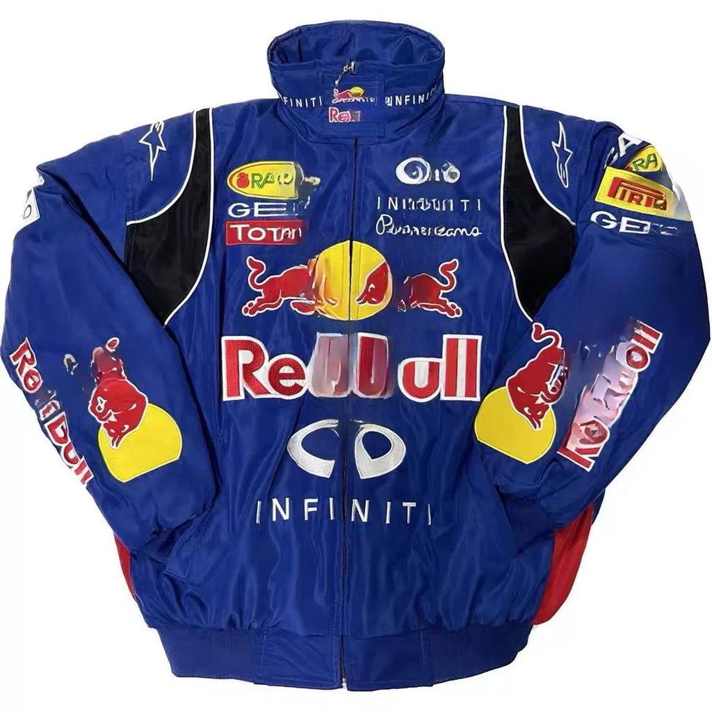 Embroidered Racing Suit F1 Kurtka Motocyklowa: Retro Styl Europejski i Amerykański, Bawełniany Płaszcz z Długim Rękawem