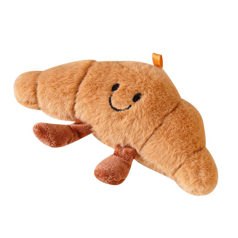 Croissant Stick Plush Keychain Charm: Cute Cartoon Bag Accessory
