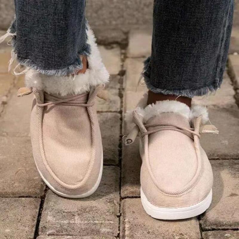 Winter new thick-soled snow boots for women, piled and thickened fluff to keep warm, large-size sewn cotton shoes for women