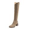 Boots for Women  High Top Western Cowboy Boots with Soft Soles High-heeled V-neck Long Boots for Women