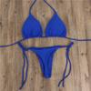 Maillots de bain pour femmes Couleur unie Bikini Ensemble Halter Sexy String Brésilien Beachwear Maillots de bain