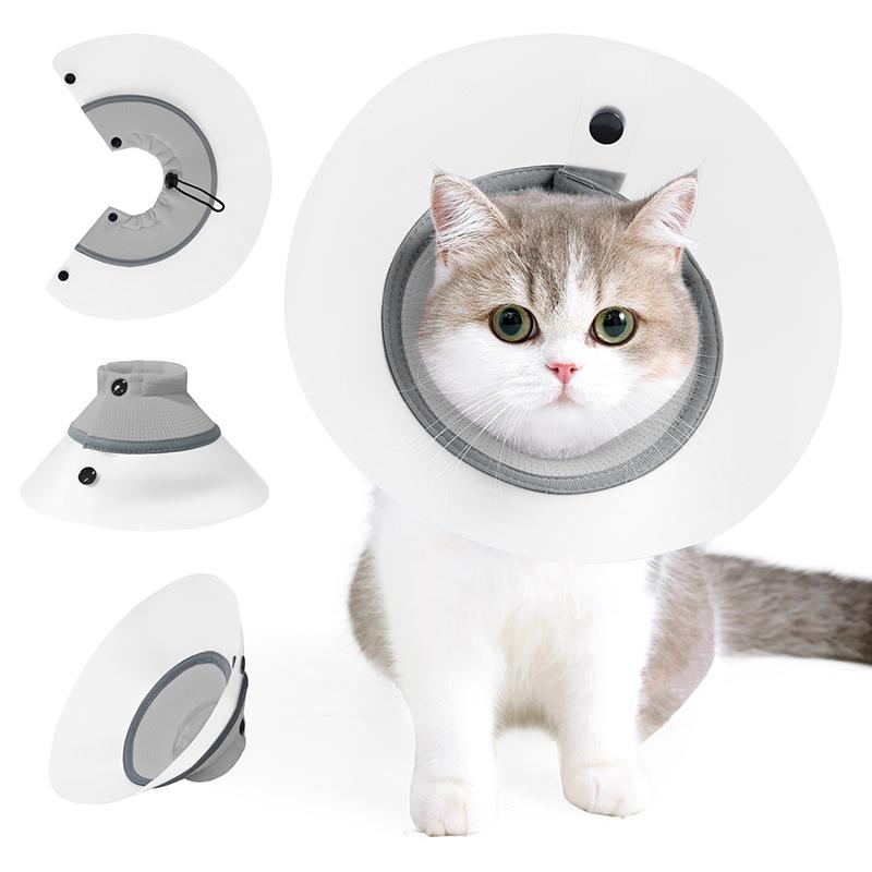 Adjustable Elizabeth Cat Collar Lightweight Anti-Bite Lick Transparent Health Training Pet Protective Collar for Cat Jouet Chats