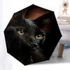 Schwarze Katze, Goldene Augen - Automatischer Regenschirm, Vierjahreszeiten Tragbarer Faltregenschirm, Geeignet für Männer und Frauen, Reise, Täglicher Kompakter Regenschirm