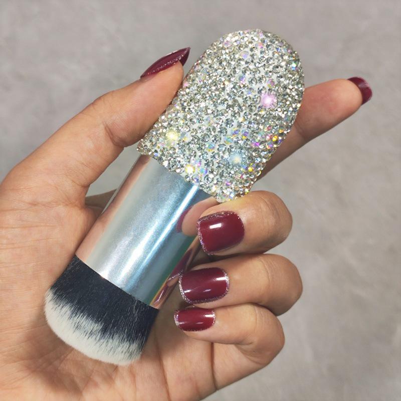 

Роскошная кисть для пудры со стразами, многофункциональная, золотистая и серебристая