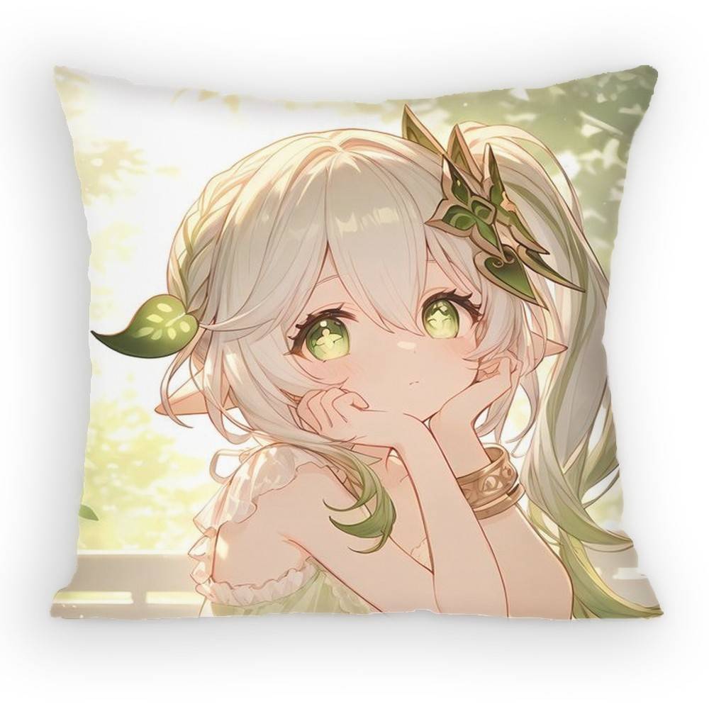 Lesser Lord Kusanali Nahida Pillow Case Antidustmite Pillowcase Invisible zipper silky short plush Sofa cushion cover