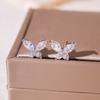 Simple Zircon Butterfly Earrings Light Luxury High-end Stud Earrings Temperament Fashionable Sweet Pearl Earrings Women