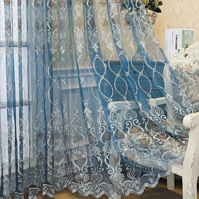 Evropské vysoce kvalitní vyšívané záclony Gázové záclony Obývací pokoj Balkon Ložnice Průsvitné Vilové gázové záclony