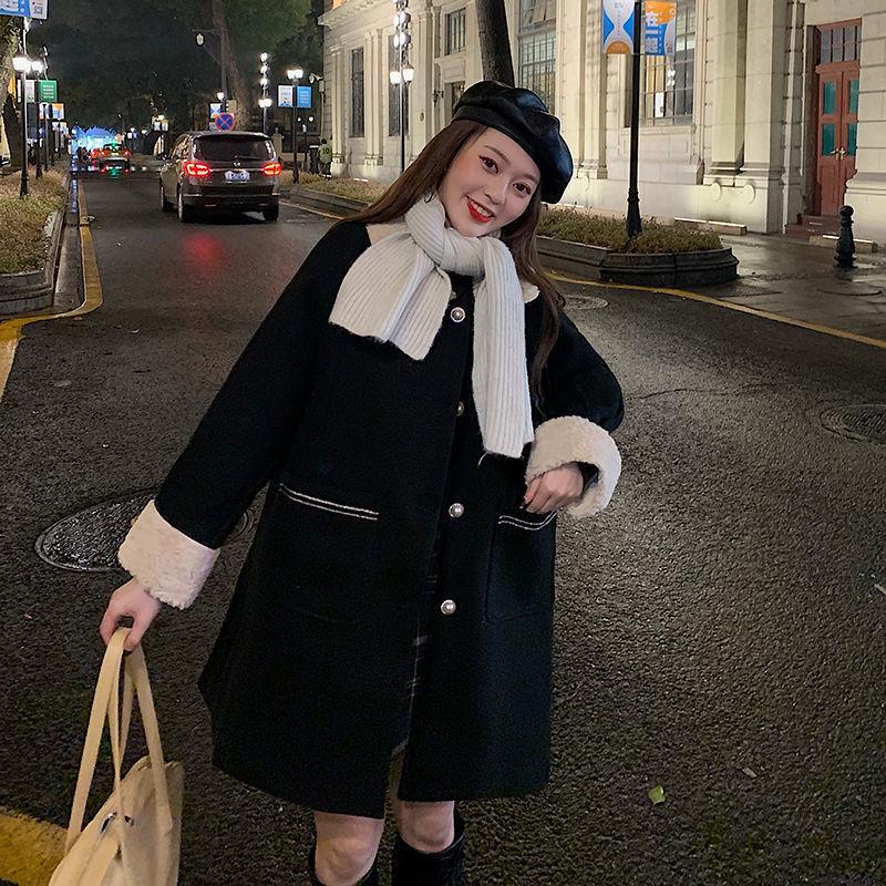 Hepburn Style Women's Tweed Coat - Autumn/Winter Loose Fit, Trendy Fragrance-Inspired Thickened Outerwear