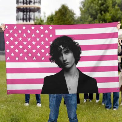1 Stück Finn Wolfhard Garagendekoration Außendekor rosa Flaggen für Schlafzimmer Wandteppich Flagge Gartenflagge an der Wand Werbung