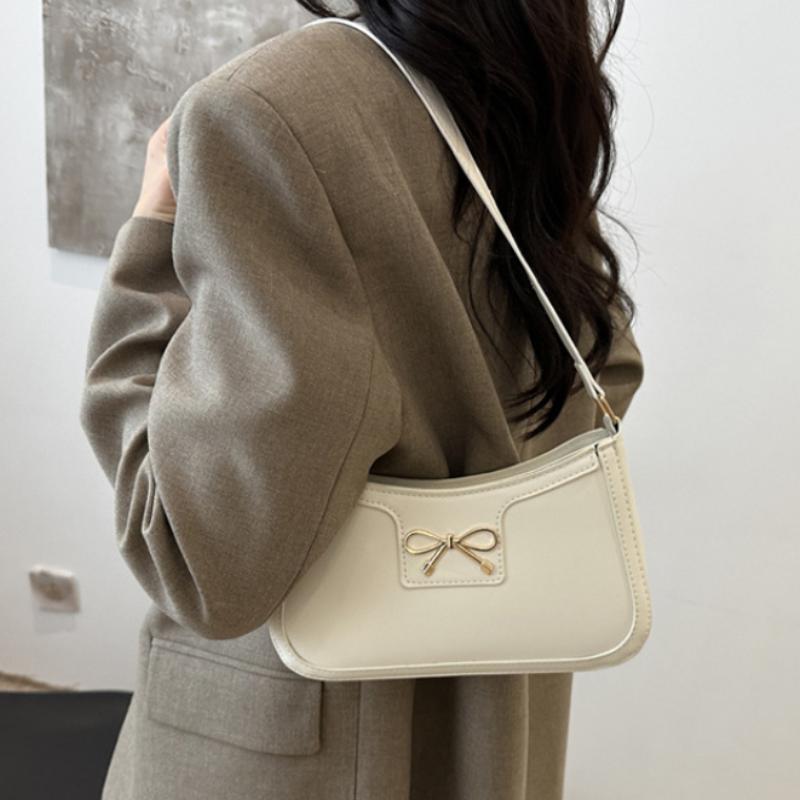 Elegant Bow Design Underarm Bag Women Fashi Pu Leather Hobo Bag Stylish Shoulder Bag Korean Minimalist Commute Crossbody Bag