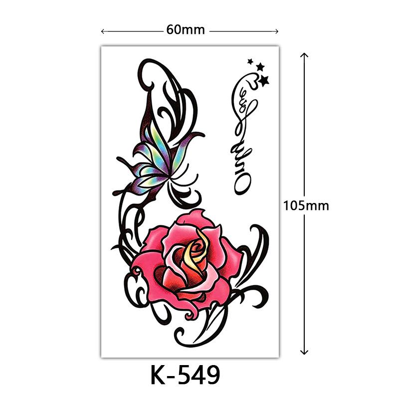 Small Fresh Tattoo Sticker, English, Alphabet Flower Butterfly Sketch Line, Waterproof Tattoo Sticker Tattoo