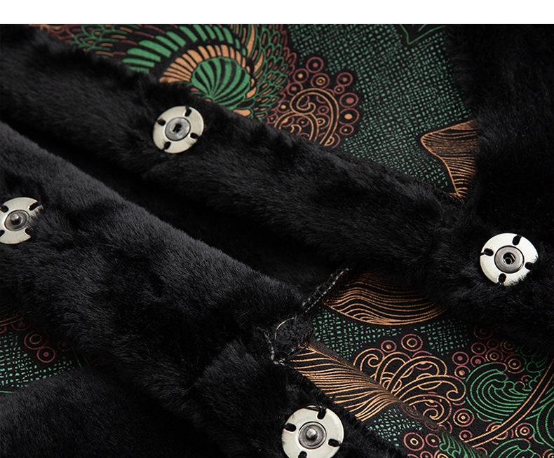 Winter Velvet Thickened One-Piece Fur Coat with Chinese Frog Buttons for Middle-aged and Elderly Women