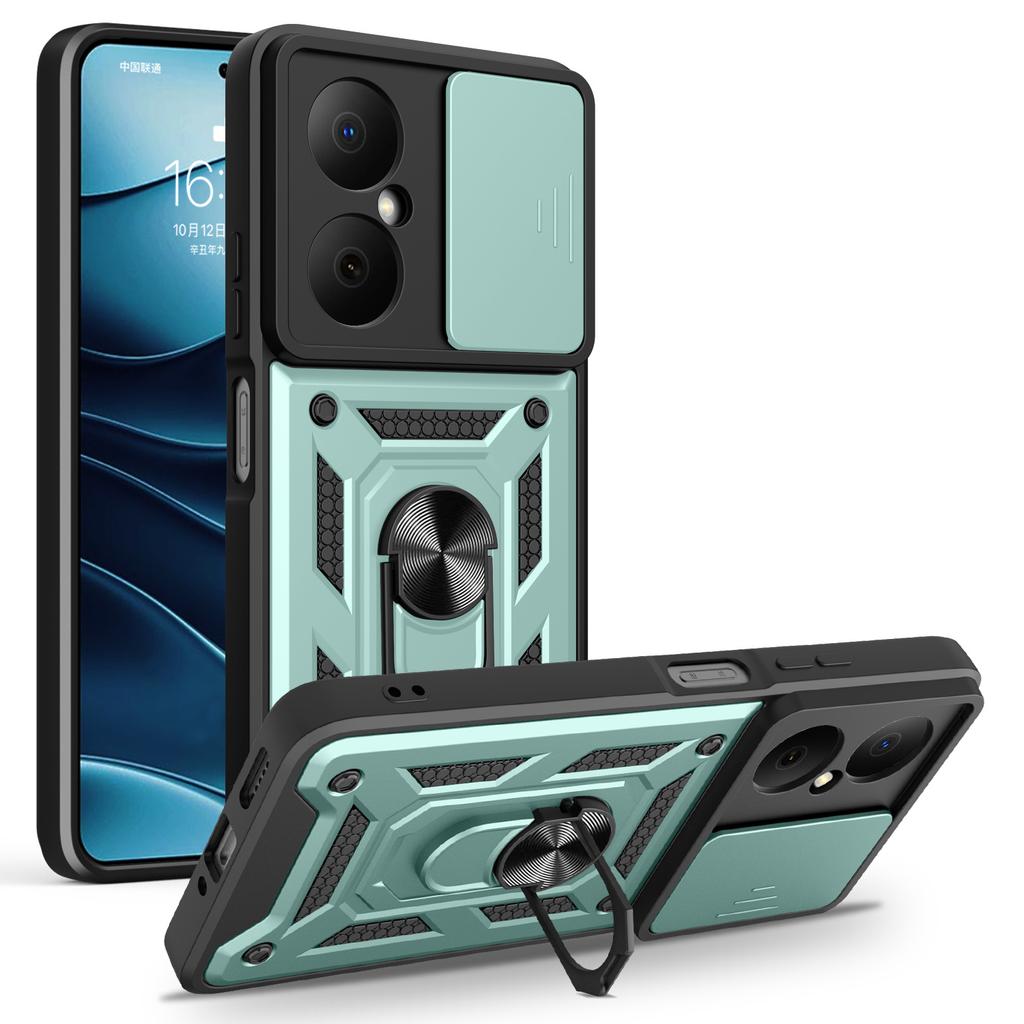 For Huawei Nova Y73 4G Case with Slide Camera Lid PC+TPU Kickstand Phone Cover