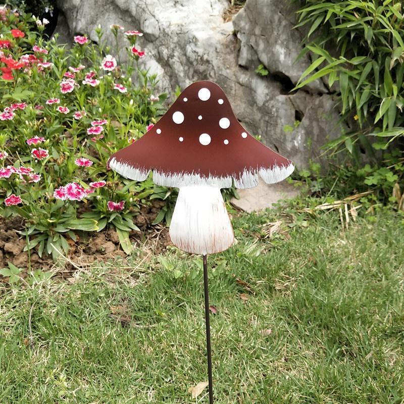 

Маленький металлический ландшафтный крафт в виде гриба, имитационное украшение для двора, виллы, наружного сада, украшение, маленький гриб, кованое железо, втыкаемый, 6 цветов 13x43cm кофейный