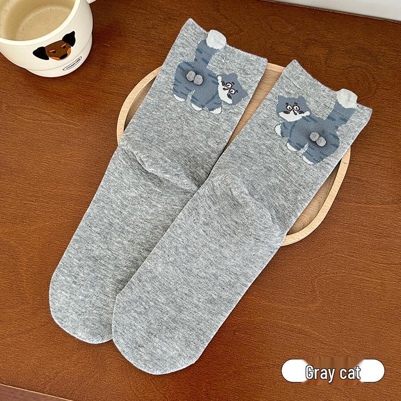 

Женские милые мультяшные носки до середины икры: Влагоотводящий, дышащий хлопок One Size