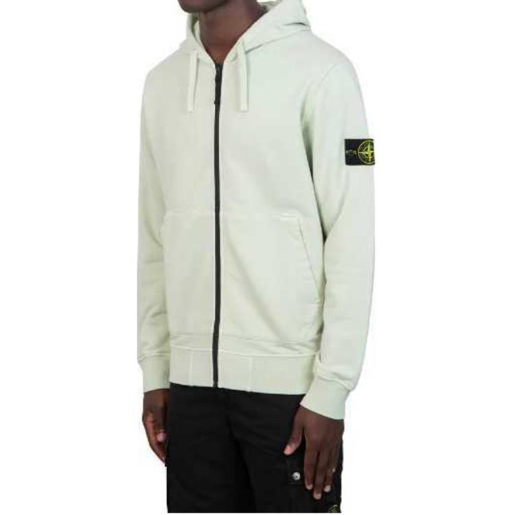 STONE ISLAND Felpa con zip e logo da uomo Verde Pistacchio 801564251-V0051