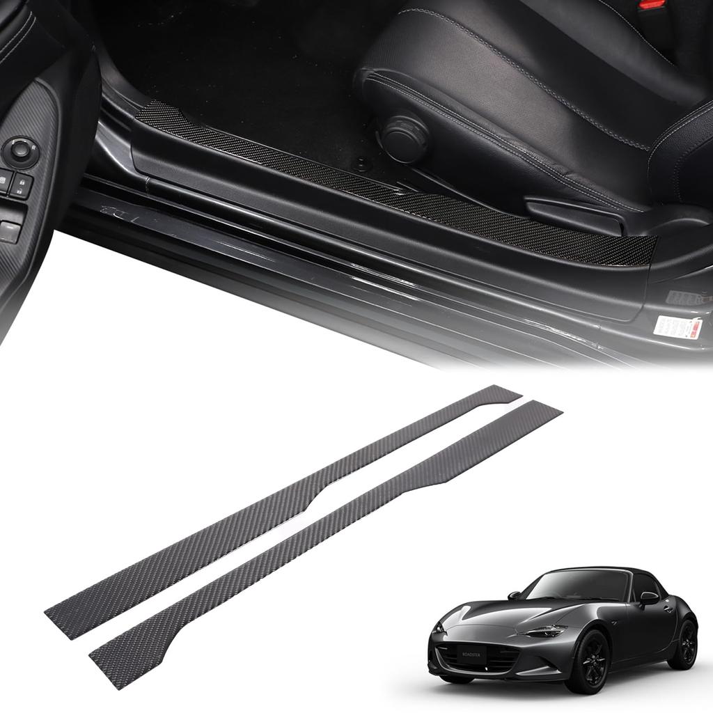 Hcilloend Carbon Fiber Side Step Side Side Scuff Plates for New Mazda Roadster RF ND Series Easy Decorative Interior Custom Set Fiber Guards,