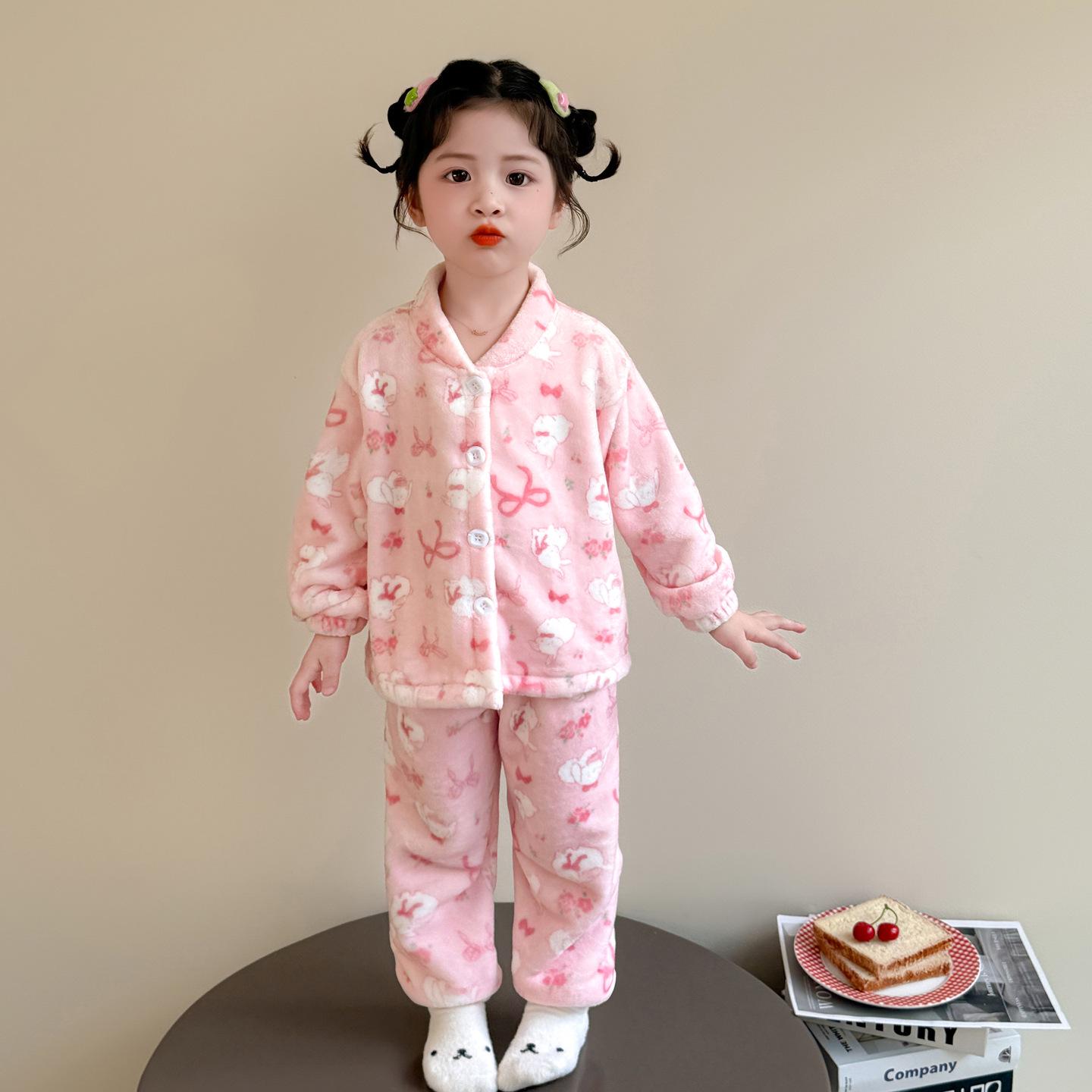 

Girls Autumn/Winter 2025 Cartoon Pajama Set – Thickened and Cute Homewear for Little Girls 140 cm