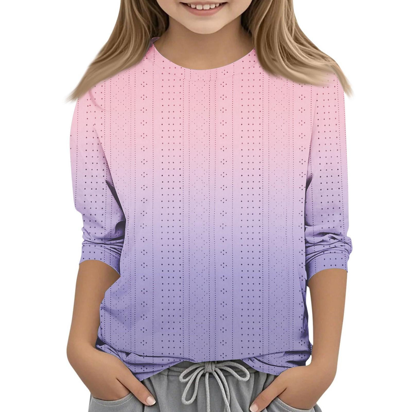 

Топы с принтом для девочек 5-16 лет с круглым вырезом и рукавами 3/4 Футболки Модные топы Наряды Футболки 160 арбуз красный