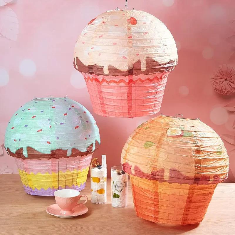 3D Cake-Fold Paper Lanterns Lantern Festival, New Year, Mid-Autumn Festival Decorations Kindergarten Ornaments Unique Shaped Lan