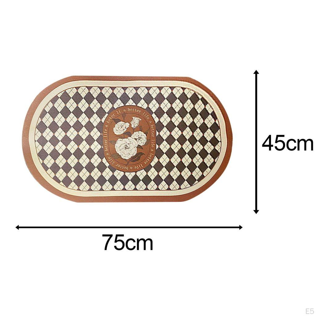 Bath Mat Rubber, Anti Slip Vintage Washable Area Rug, Decorative Carpet, Bathroom Rug for