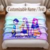 Kpop Demon Hunters Printed Flannel Blanket Custom Name Text Soft Warm Throw For Bedroom Holiday Gift