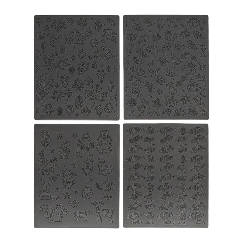4Pcs Clay Texture Sheets, Christmas Dwarf Reindeer Leaf Clay Texture Mat Clay Embossing Sheet for Clay Earrings Making 1