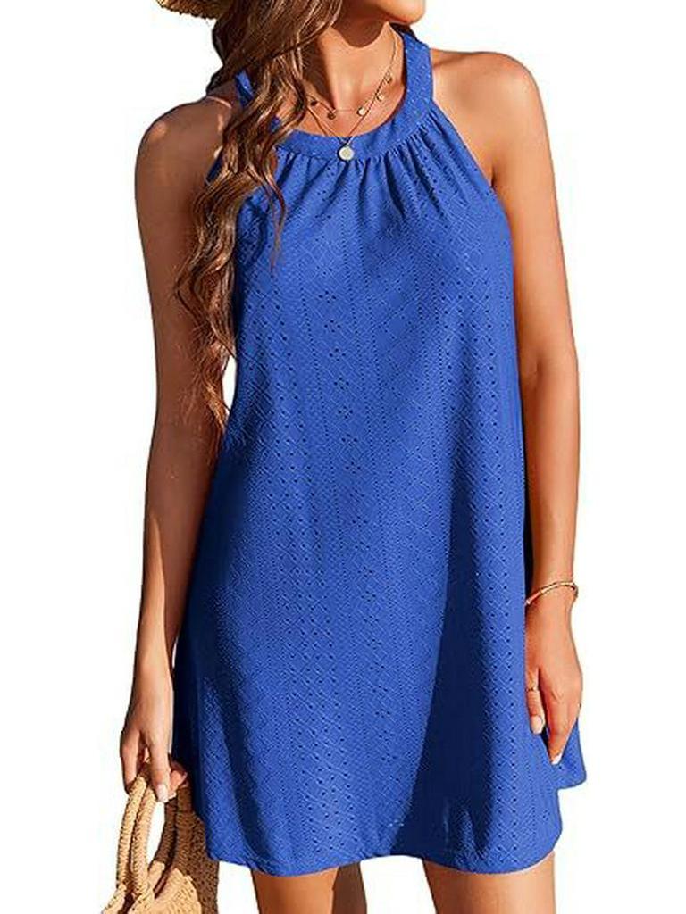 Ärmelloses Häkel-Badeanzug-Strandkleid für Damen