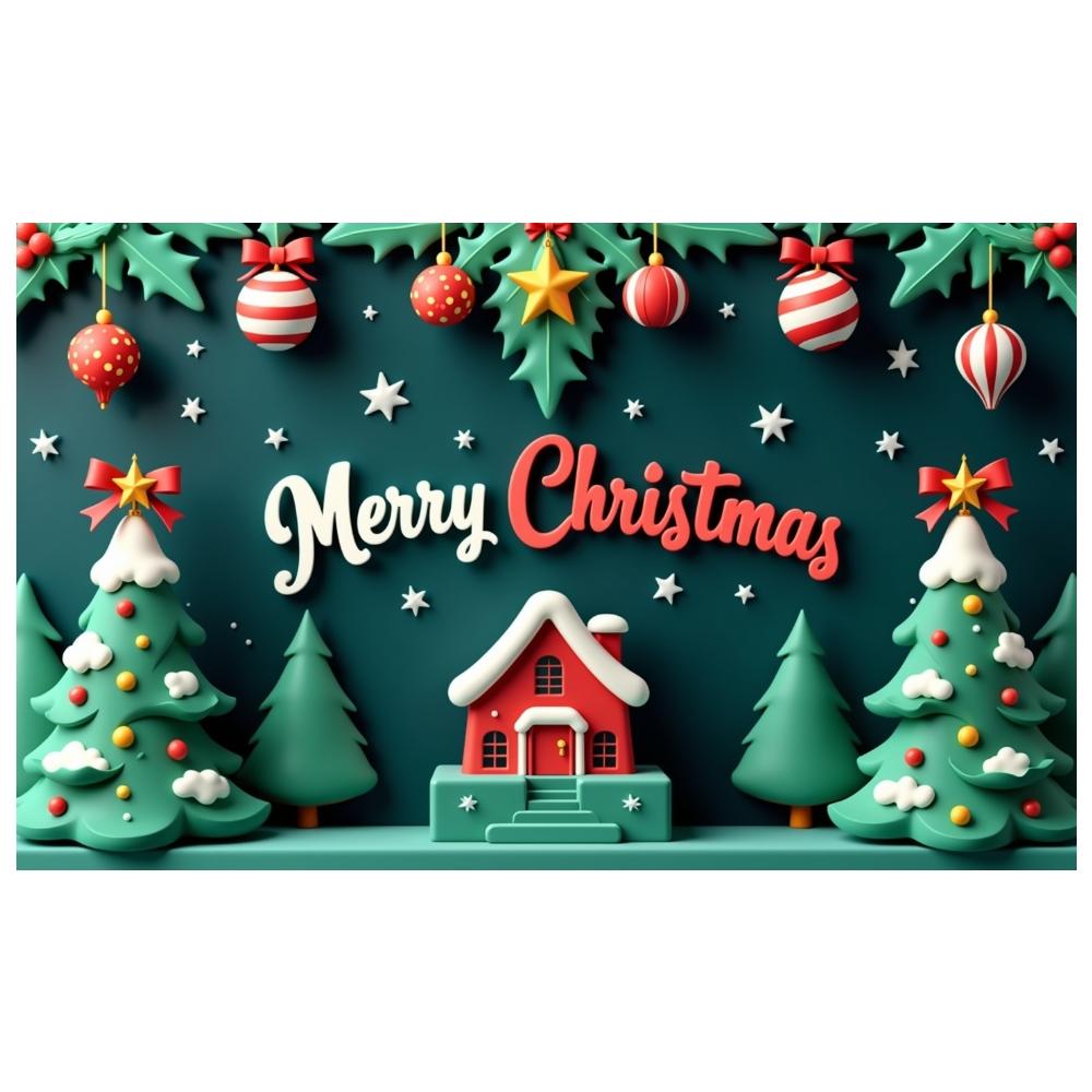 Christmas Decoration Banner Red Ornaments Xmas Banner Christmas Banner Colorful Decor Christmas Backdrop For Home Decoration