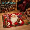 Christmas Santa Claus Doormat 2D Flat Printed Crystal Velvet Non‑slip Floor Rug for Entrance Bedroom Living Room Xmas Holiday Home Decor