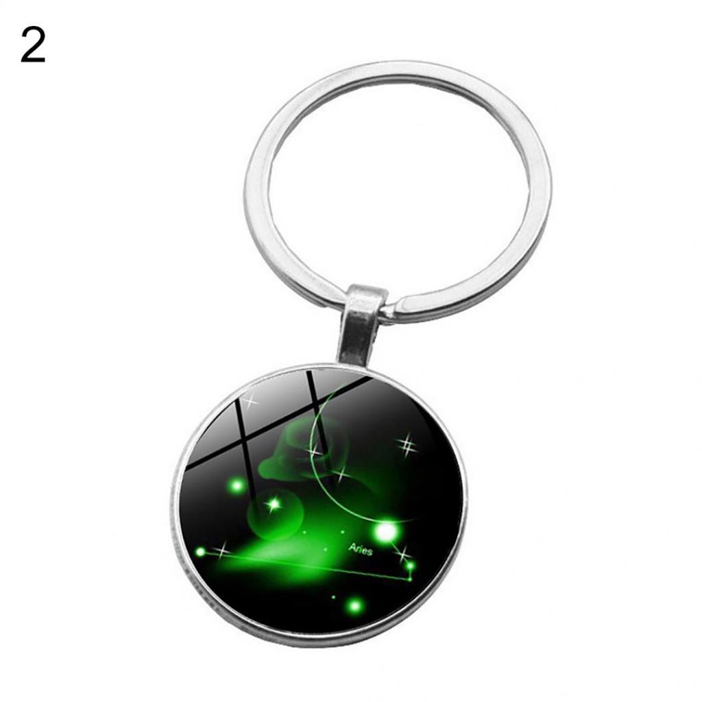 12 Sternbild Sternzeichen Runder Glas-Auto-Schlüsselanhänger-Halter Schlüsselanhänger-Anhänger