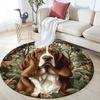 Basset Hound and Plants Pattern Round rug,Carpet Rug for Living Room Bedroom  Playroom ,Non-slip Floor Mat,Holiday Gifts and Birthday Gifts.