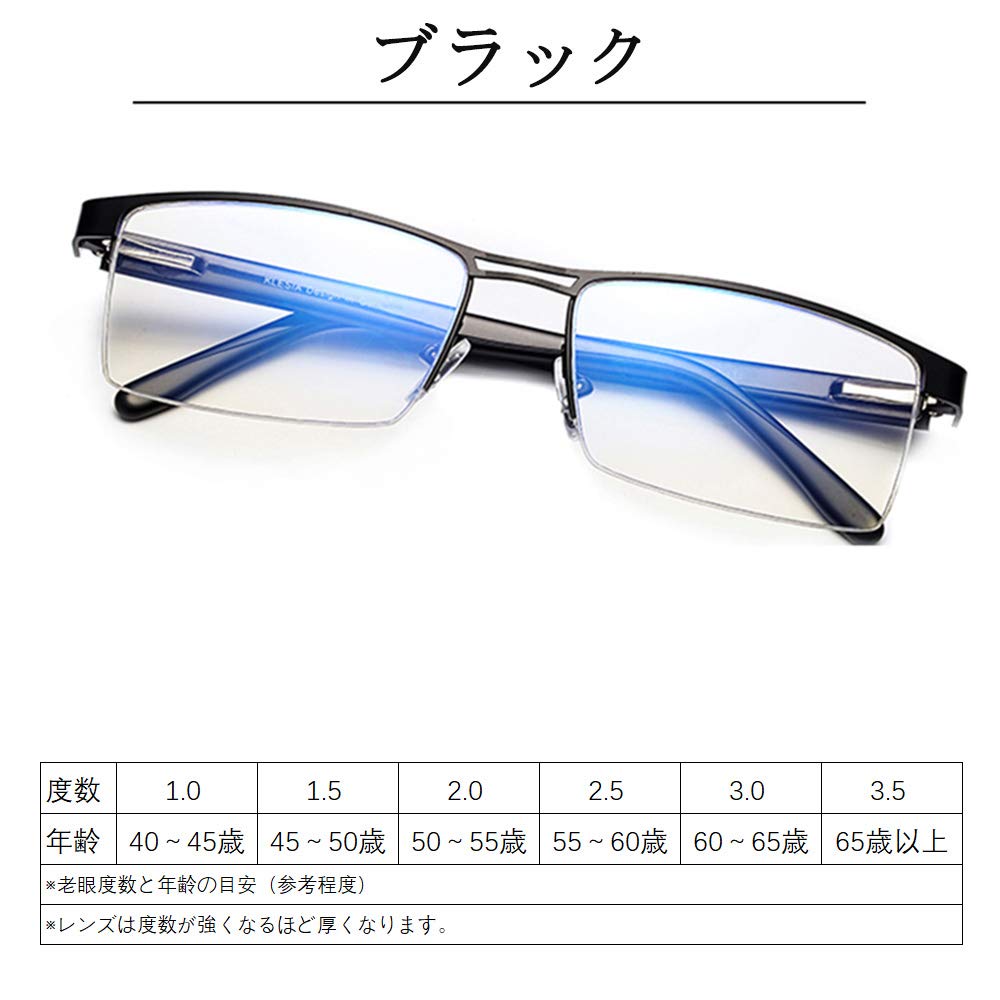 KLESIA Reading Progressive Memory Blue Light BK Glasses, Focusing, Bifocal, Alloy, Compatible, (Frequency 1.5)