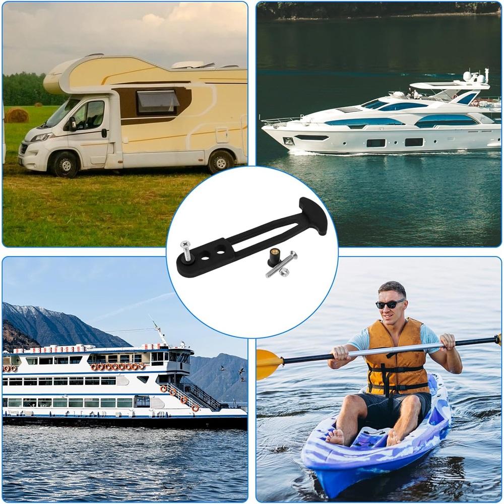 Curea Telescopică Scară Barcă, Grad Marin, Reținere Sigură, Bandă de Blocare din Cauciuc cu 3 Găuri de Montare Reglabile pentru Scară cu 2 Trepte, 3 Trepte sau 4 Trepte